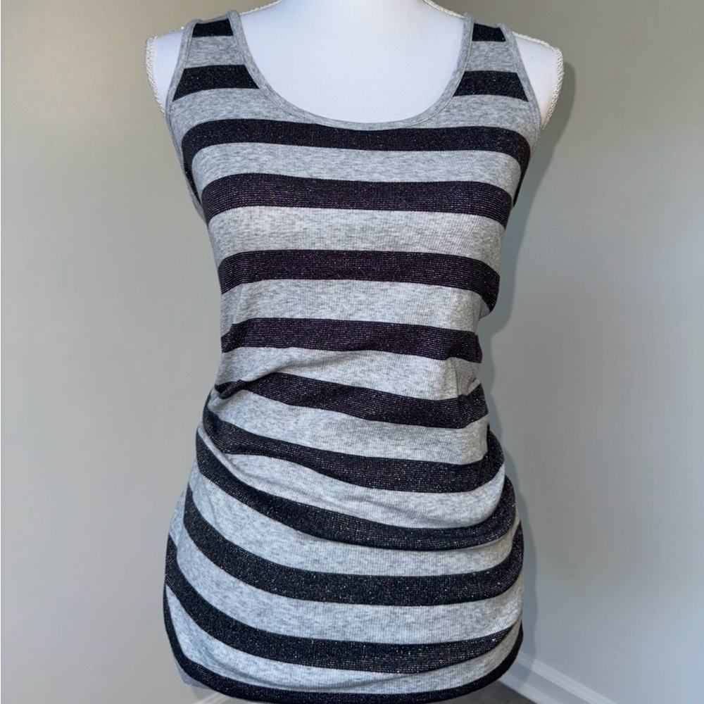 Y2K Women’s Old Navy Stretchy‎ Tank Top Black and Grey Sparkly Sz M Maternity